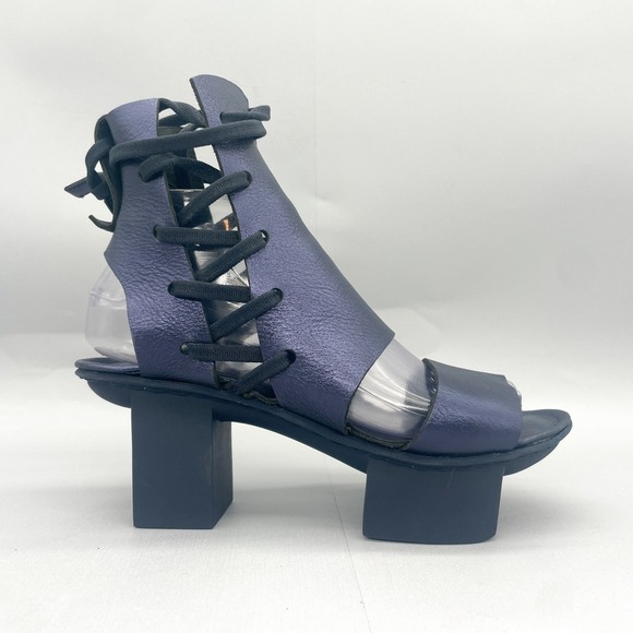 Trippen Shoes - Trippen Womens 38 7 Happy Sandals Metallic Leather Lace Up Block Heel Platform